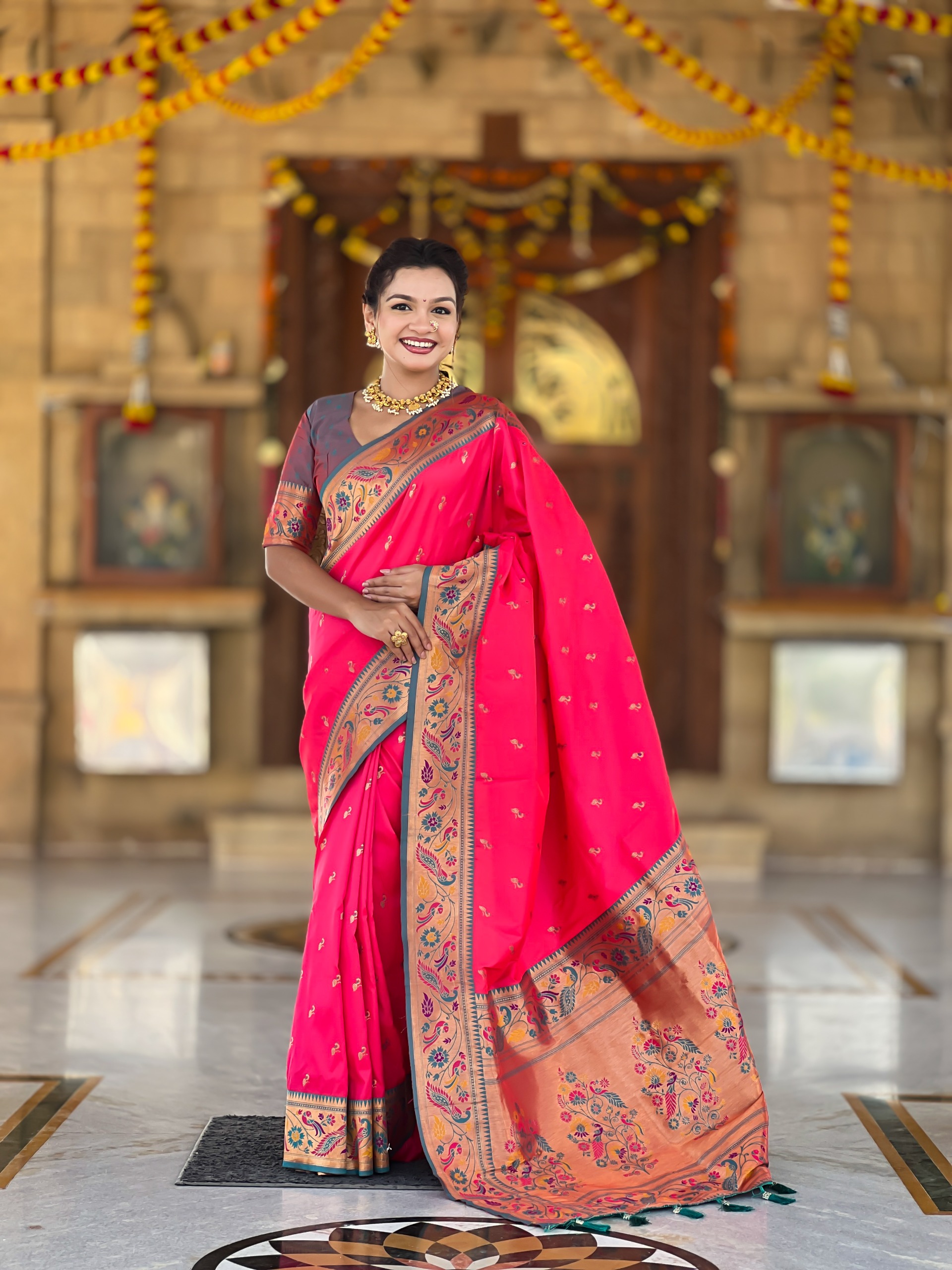 Royal Paithani Meenakari Weaving Silk Saree